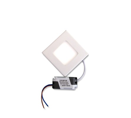 3W Квадратен Бял LED Панел за Вграждане 6000К Студено Бяла Светлина - Затвори