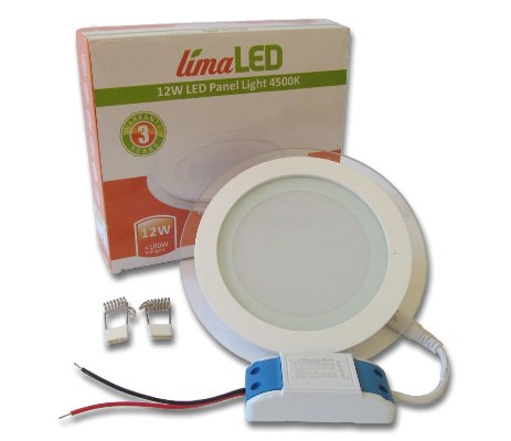 12W Кръгъл LED Панел за Вграждане със Стъклена Периферия - 3000К Топло Бяла Светлина - Затвори