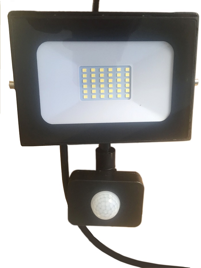 30W PIR SMD LED Прожектор - 6000К - Затвори