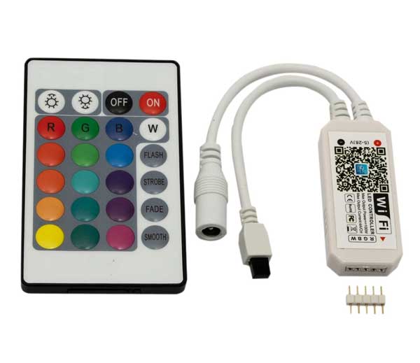 Wi-Fi RGBW/RGB+W LED Контролер 192W с IR Дистанционно управление - 24 бутона