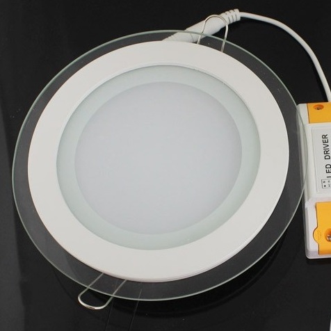 12W Кръгъл LED Панел за Вграждане със Стъклена Периферия - 6000К Студено Бяла Светлина Променлива Светлина - Затвори