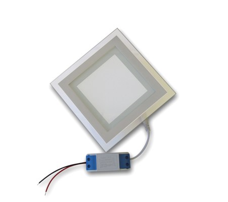12W Квадратен LED Панел за Вграждане със Стъклена Периферия - 6000К Студено Бяла Светлина - Затвори