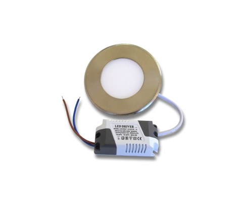 3W Кръгъл Иноксов LED Панел за Вграждане 3000К Топло Бяла Светлина - Затвори