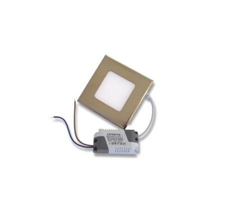 3W Квадратен Иноксов LED Панел за Вграждане 4500К Натурално Бяла Светлина - Затвори