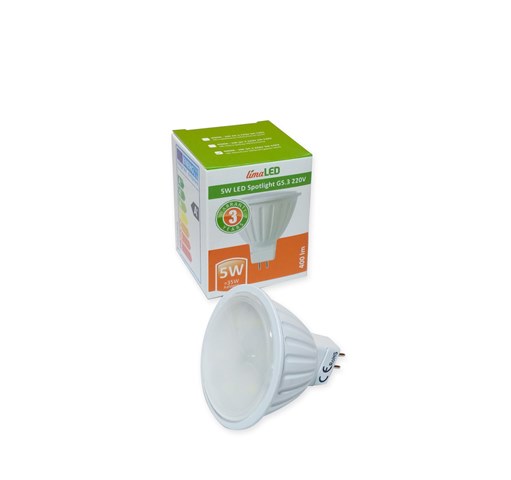 5W G5.3 220V LED Луничка 4500K Бяла Светлина Термопластик - Димираща - Затвори