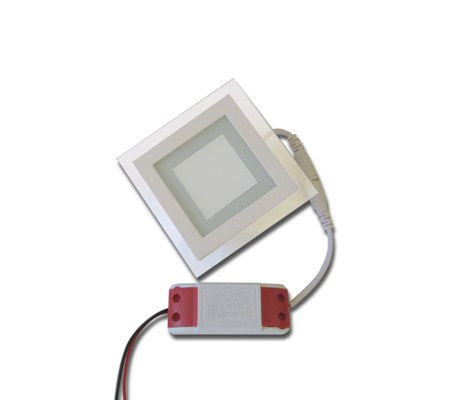 6W Квадратен LED Панел за Вграждане със Стъклена Периферия - 6000К Студено Бяла Светлина - Затвори