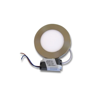 6W Кръгъл Иноксов LED Панел за Вграждане 3000К Топло Бяла Светлина - Затвори