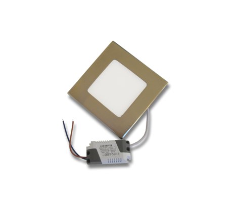 6W Квадратен Иноксов LED Панел за Вграждане 6000К Студено Бяла Светлина - Затвори