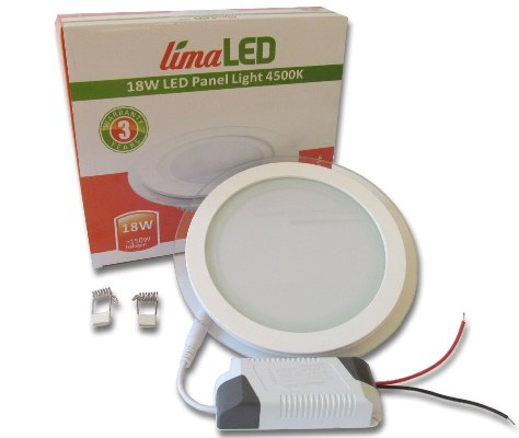 18W Кръгъл LED Панел за Вграждане със Стъклена Периферия - 4500К Натурално Бяла Светлина - Затвори